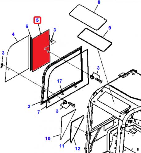 Sklo kabiny bon prav Komatsu - zvtit obrzek